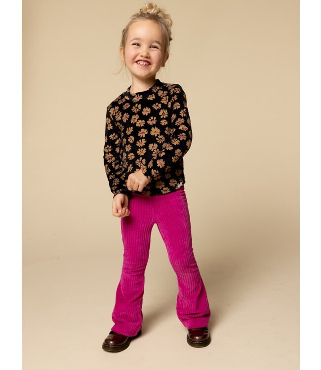 LOOXS Little winter velvet top meisjes - zwart - bloem