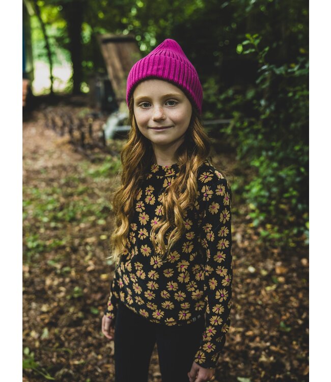 LOOXS Little winter velvet top meisjes - zwart - bloem