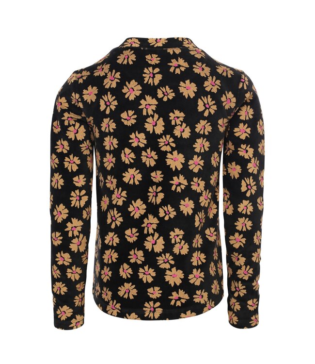 LOOXS Little winter velvet top meisjes - zwart - bloem