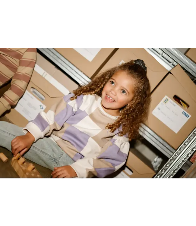 Daily7 winter sweater meisjes - paars - geruit