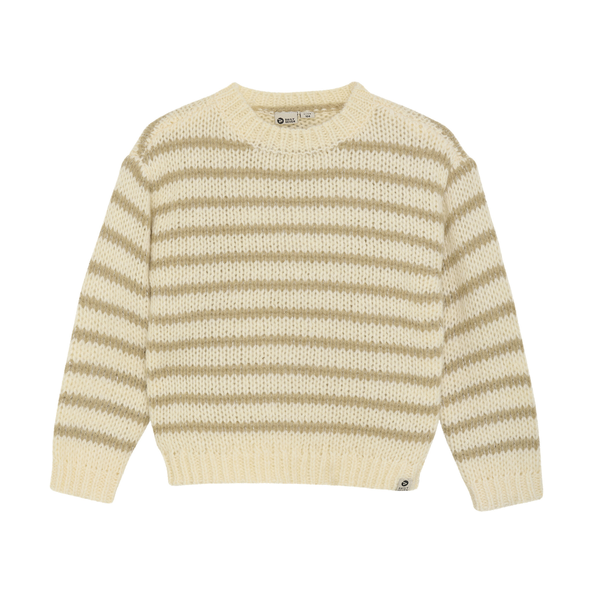 Daily7 winter sweater meisjes - zand - strepen/gebreid afbeelding