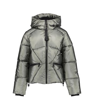 Geisha winter jas meisjes - groen - boxy - metallic