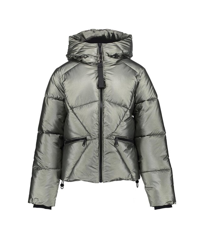 Geisha winter jas meisjes - groen - boxy - metallic