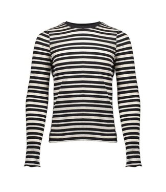 Geisha winter top meisjes - zwart/wit - ajour - longsleeve, gestreept