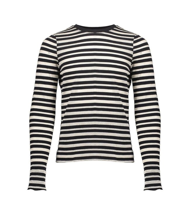 Geisha winter top meisjes - zwart/wit - ajour - longsleeve, gestreept