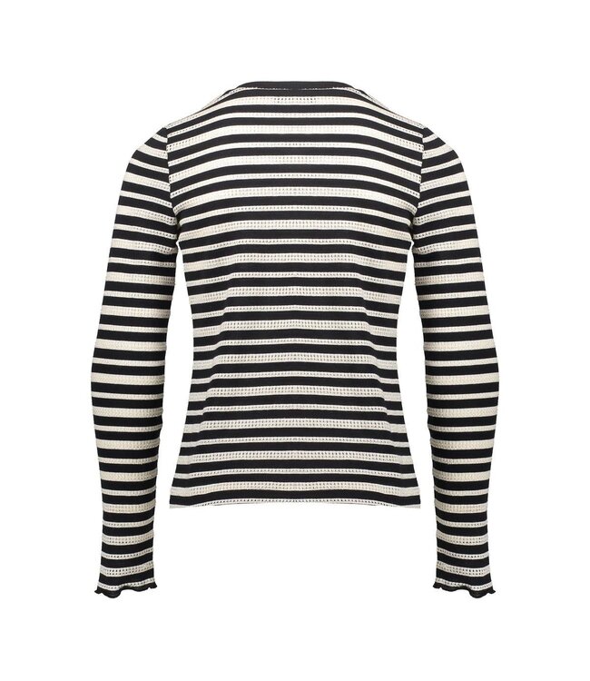 Geisha winter top meisjes - zwart/wit - ajour - longsleeve, gestreept
