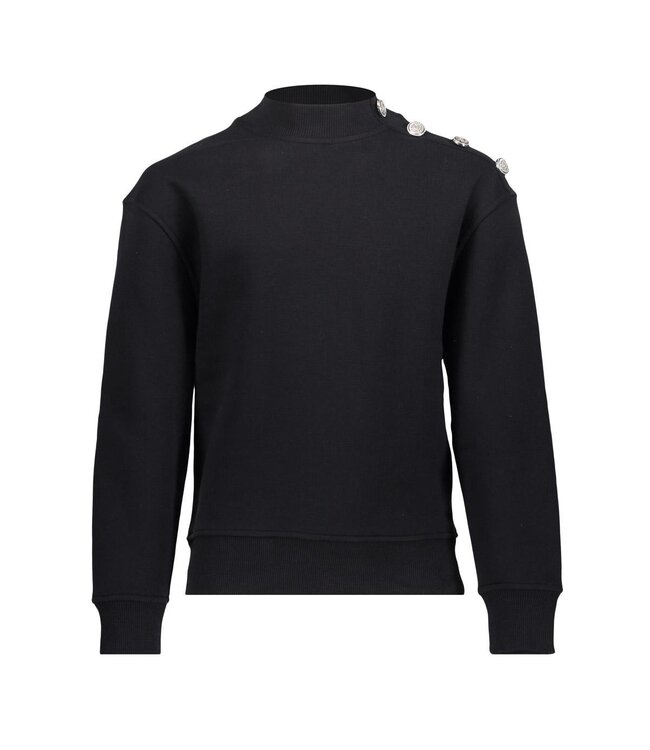 Geisha winter sweater meisjes - zwart - knopen op schouder