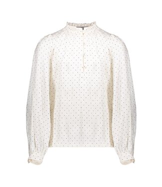 Geisha winter blouse meisjes - wit/zwart - shiny stippen