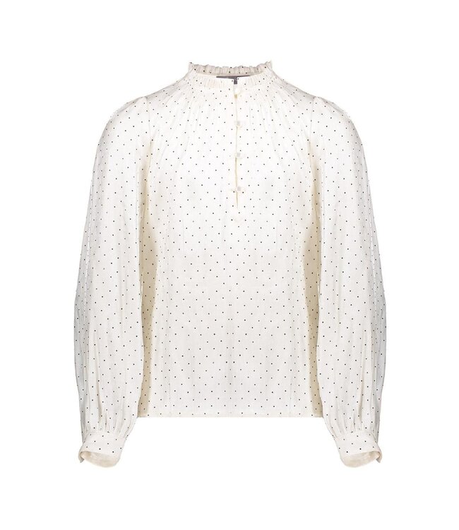 Geisha winter blouse meisjes - wit/zwart - shiny stippen