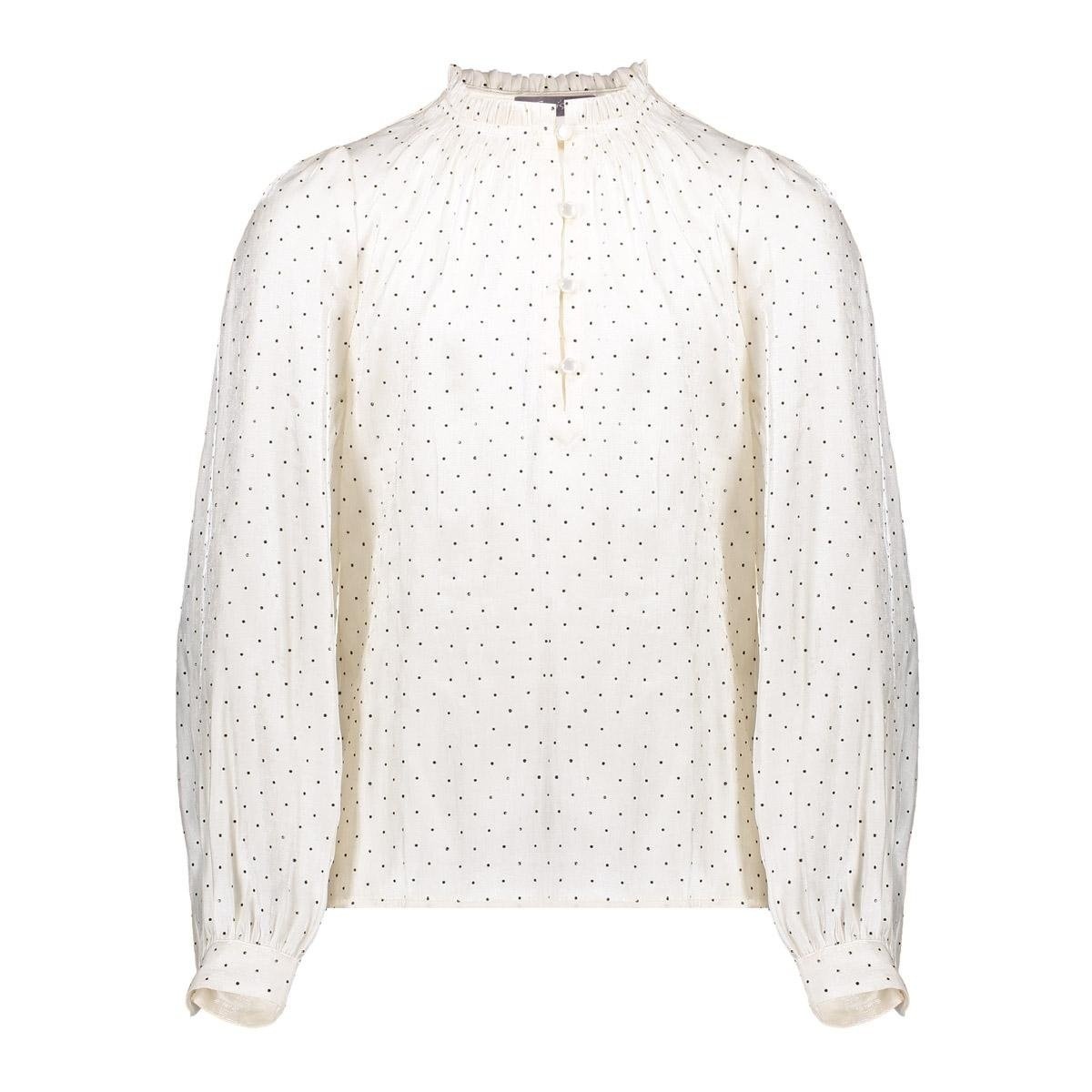 Geisha winter blouse meisjes - wit/zwart - shiny stippen afbeelding