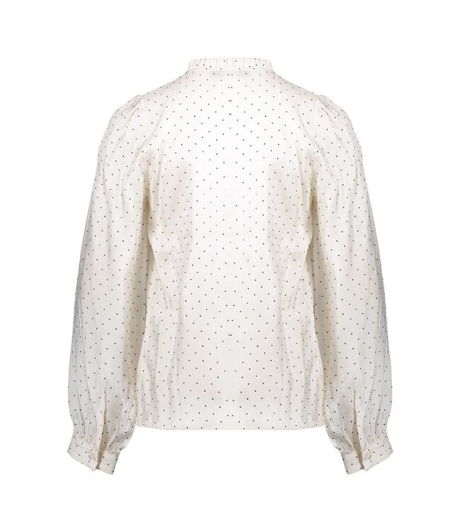 Geisha winter blouse meisjes - wit/zwart - shiny stippen