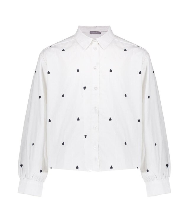 Geisha winter blouse meisjes - wit/zwart - harten