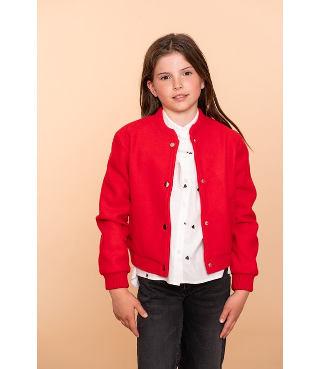 Geisha winter blouse meisjes - wit/zwart - harten