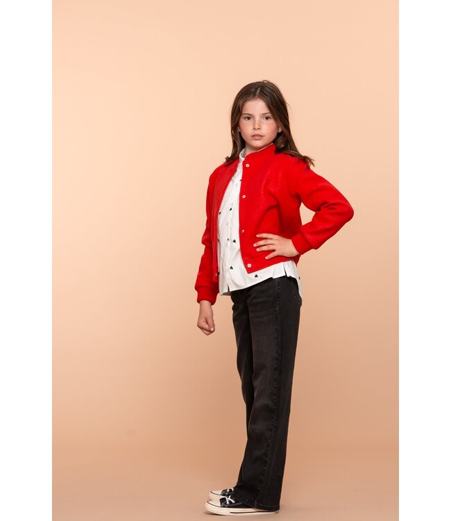 Geisha winter blouse meisjes - wit/zwart - harten