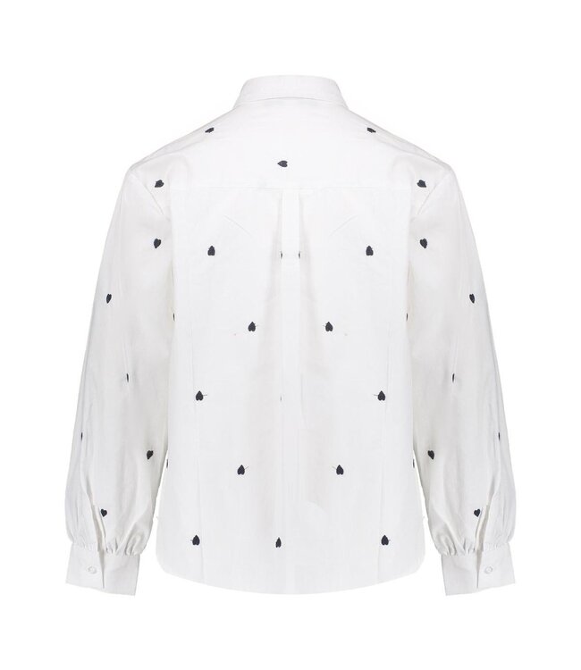 Geisha winter blouse meisjes - wit/zwart - harten