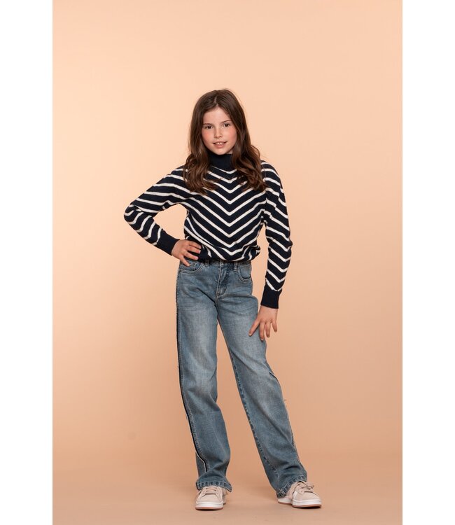 Geisha winter jeans meisjes - blauw - piping