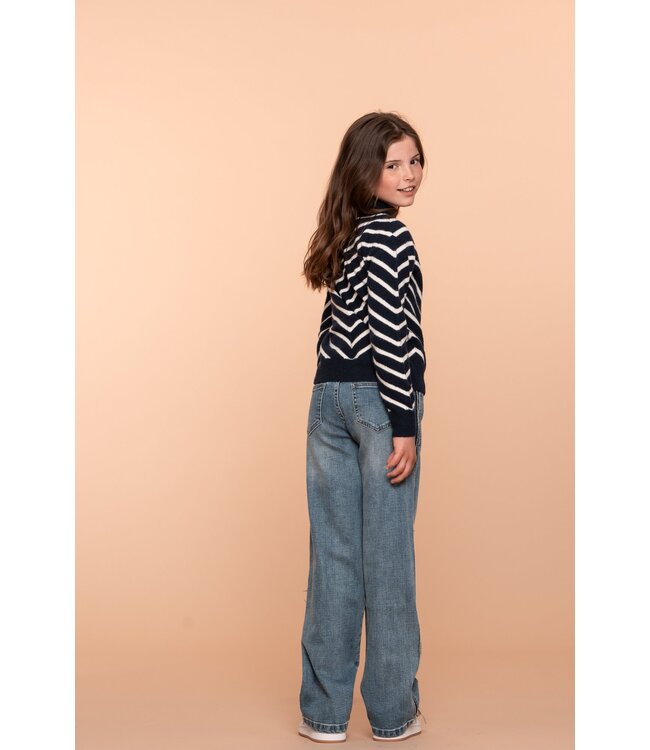 Geisha winter jeans meisjes - blauw - piping