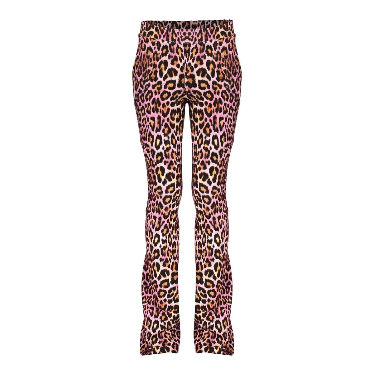 Geisha winter flare legging - roze/zwart - panter afbeelding