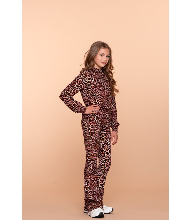 Geisha winter flare legging - roze/zwart - panter