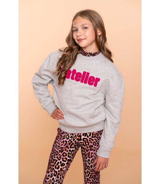 Geisha winter flare legging - roze/zwart - panter