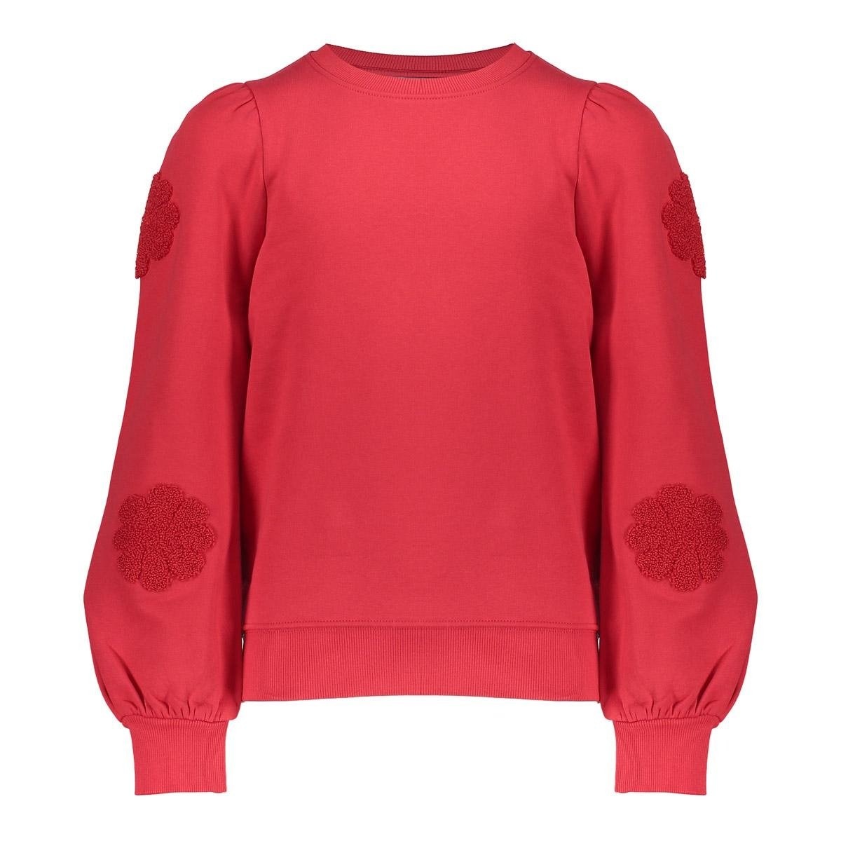 Geisha winter sweater meisjes - rood - bloemen op mouw afbeelding