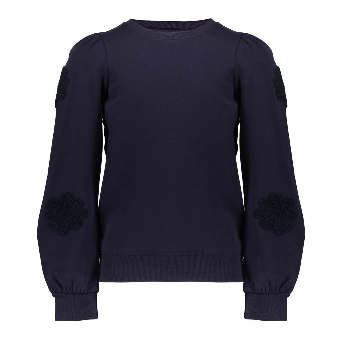 Geisha winter sweater meisjes - navy - bloemen op mouw afbeelding