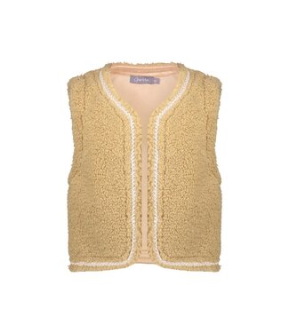 Geisha winter gilet meisjes - zand - zigzag, teddy borduursel