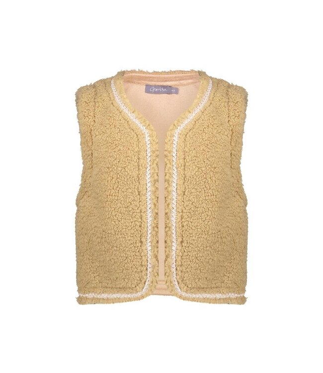 Geisha winter gilet meisjes - zand - zigzag, teddy borduursel