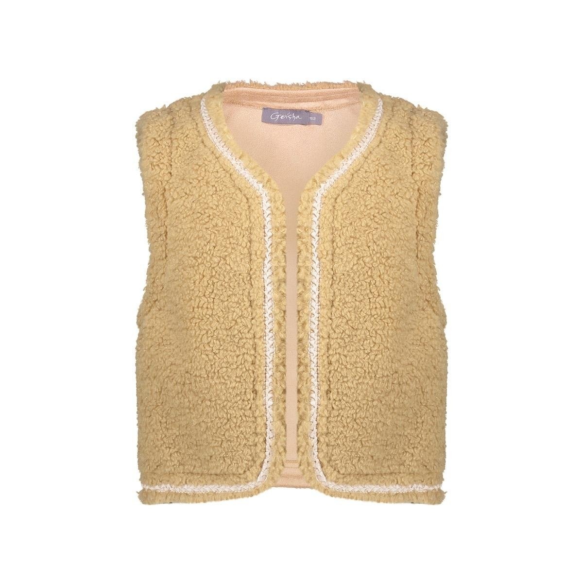 Geisha winter gilet meisjes - zand - zigzag, teddy borduursel afbeelding