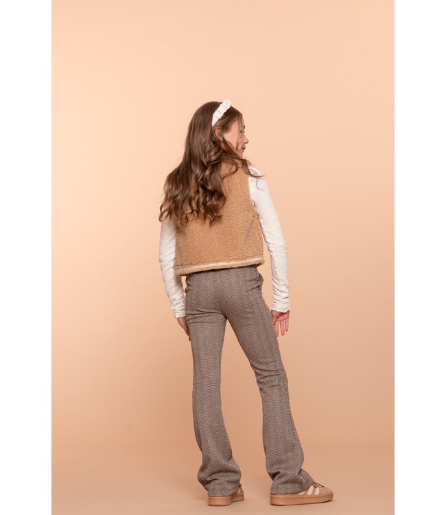 Geisha winter gilet meisjes - zand - zigzag, teddy borduursel