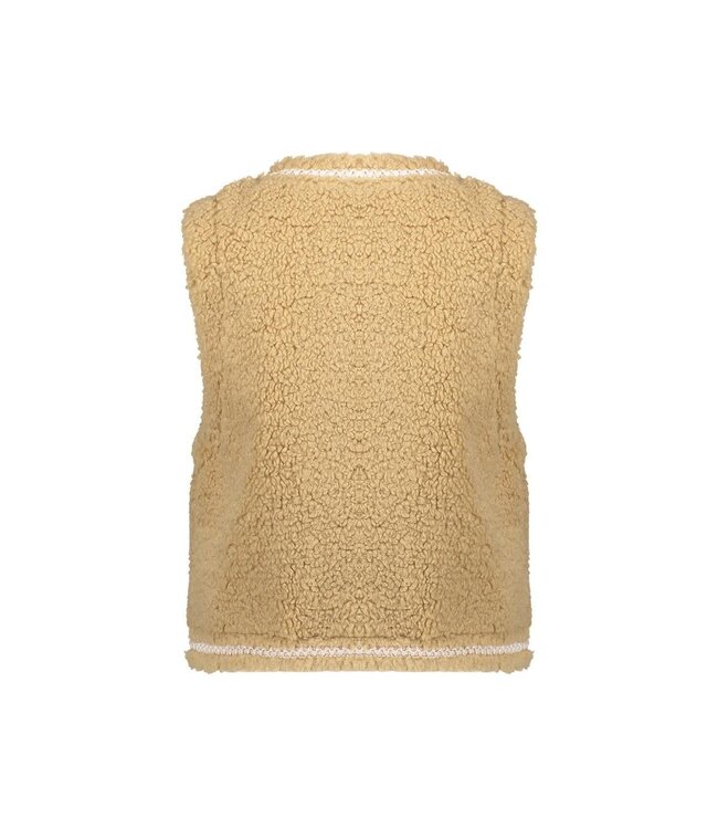 Geisha winter gilet meisjes - zand - zigzag, teddy borduursel
