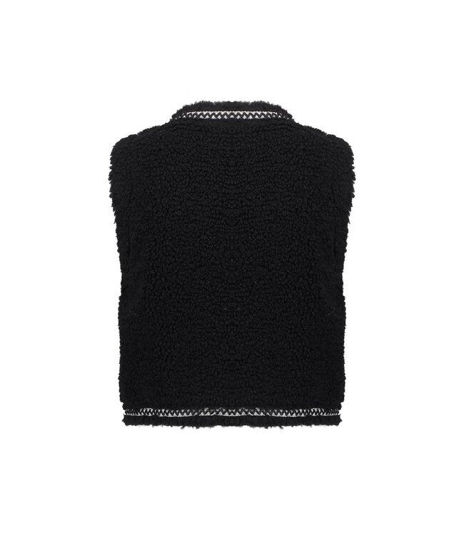 Geisha winter gilet meisjes - zwart - zigzag, teddy borduursel