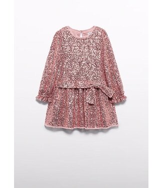 Abel & Lula winter jurk meisjes - roze - pailletten