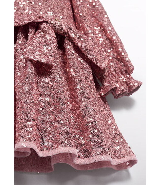 Abel & Lula winter jurk meisjes - roze - pailletten