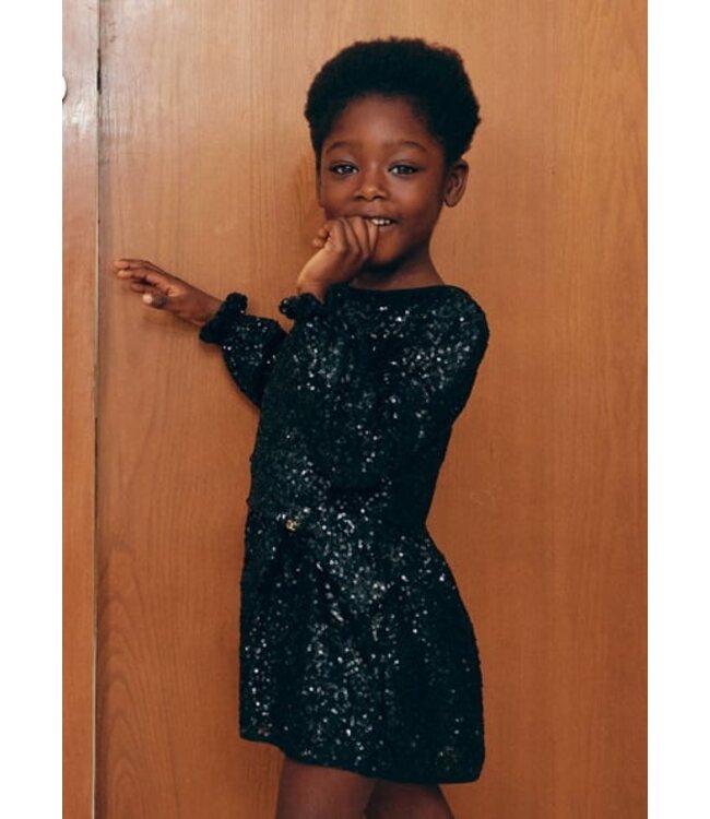 Abel & Lula winter jurk meisjes - zwart - pailletten