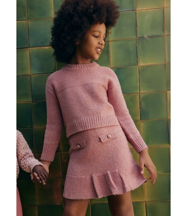 Abel & Lula winter rok-set meisjes - roze - gebreid