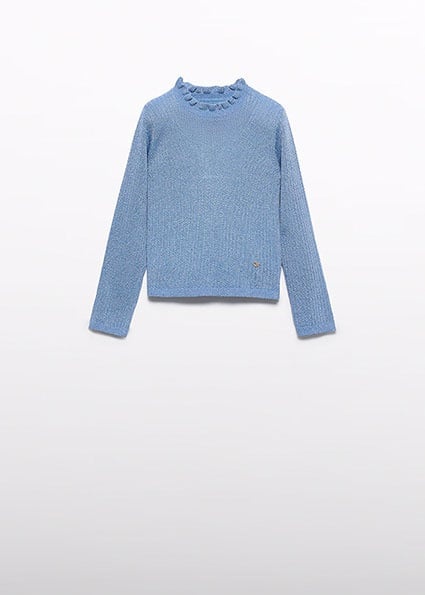 Abel & Lula winter sweater meisjes - licht blauw - coltrui - gebreid afbeelding