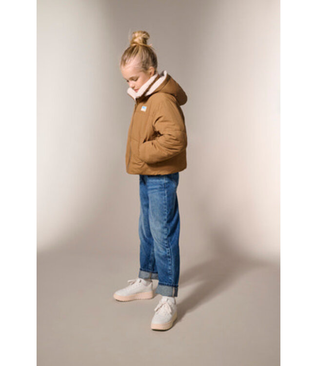 Kids ONLY winter winterjas meisjes - beige - KogMaria - puffer, reversible