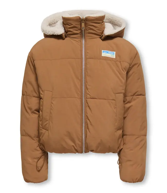 Kids ONLY winter winterjas meisjes - beige - KogMaria - puffer, reversible