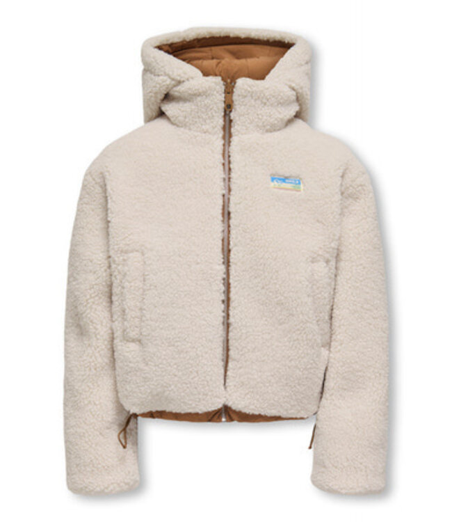 Kids ONLY winter winterjas meisjes - beige - KogMaria - puffer, reversible