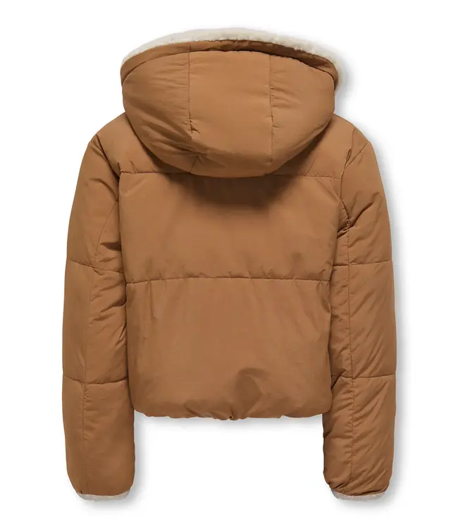 Kids ONLY winter winterjas meisjes - beige - KogMaria - puffer, reversible