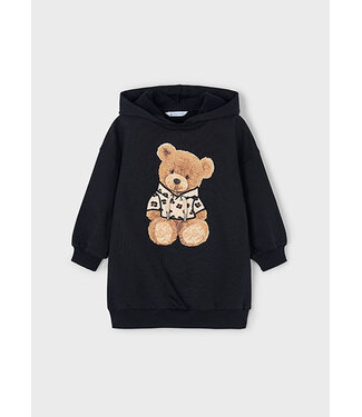 Mayoral winter jurk meisjes - zwart - fleece - capuchon