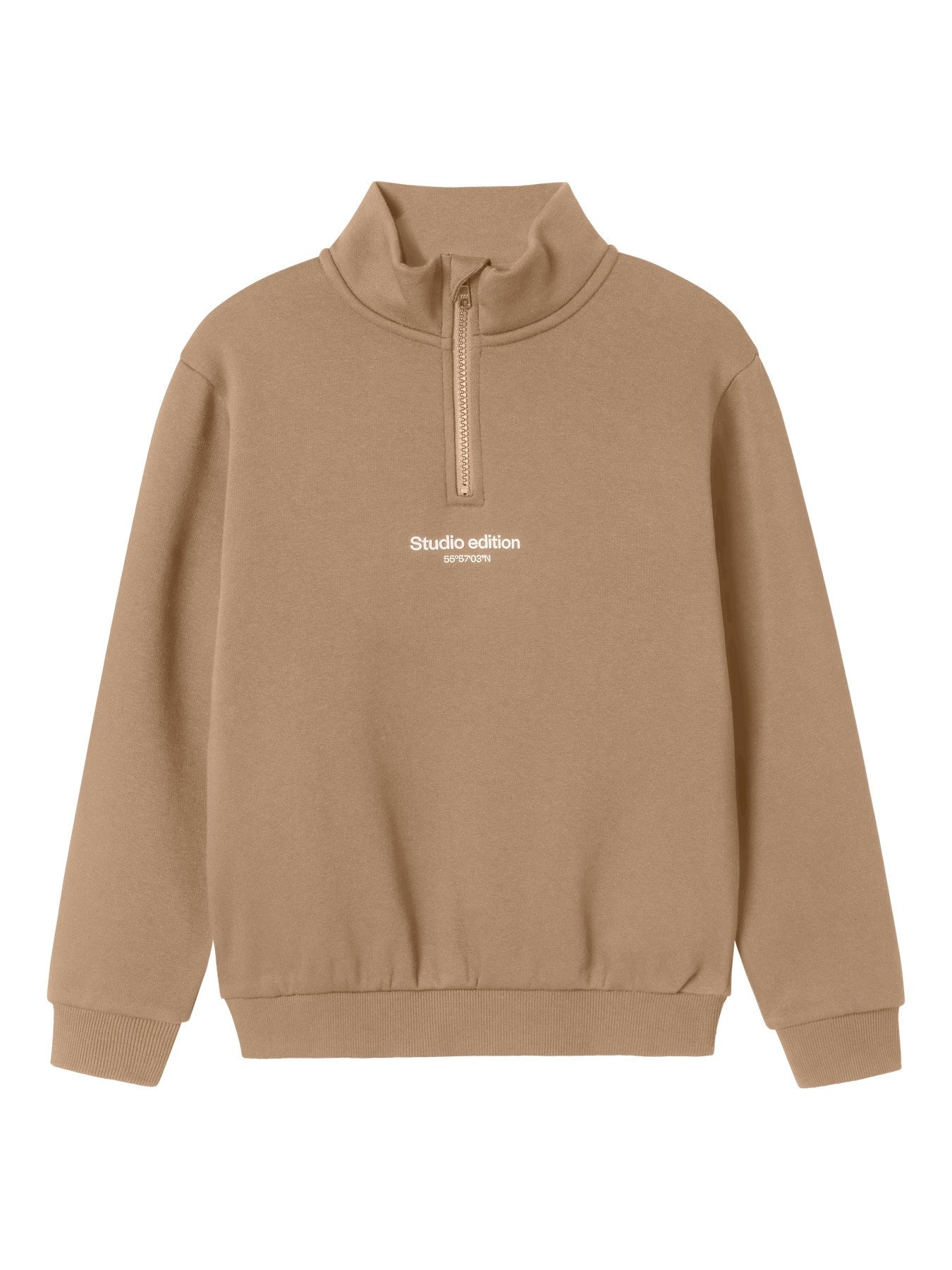 Name it winter sweater jongens - taupe - regular fit, zip - NkmBrody afbeelding