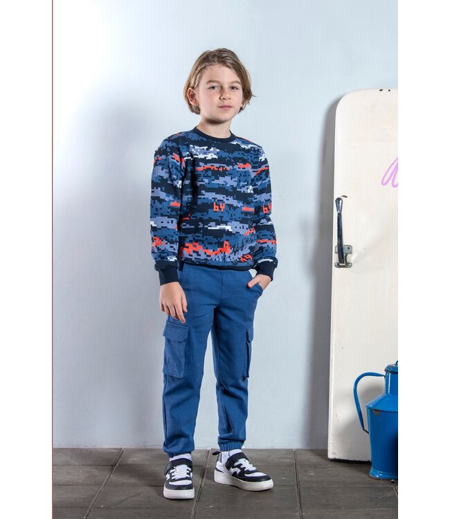 B.Nosy winter sweater jongens - blauw - Scott - print