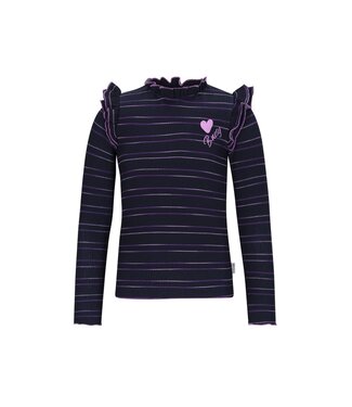 B.Nosy winter top meisjes - navy blauw/paars - Tonya - ruffles - gestreept