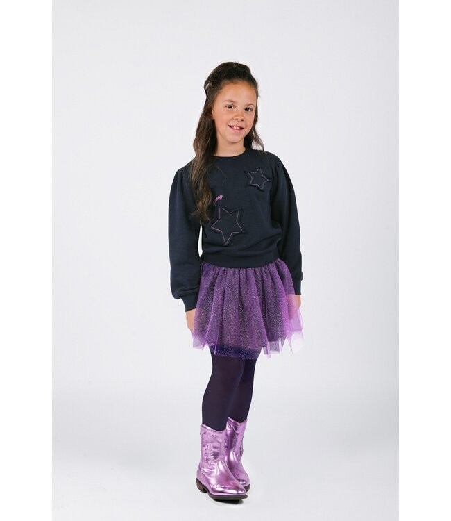 B.Nosy winter mesh rok meisjes - roze/paars - Rory - laagjes met print