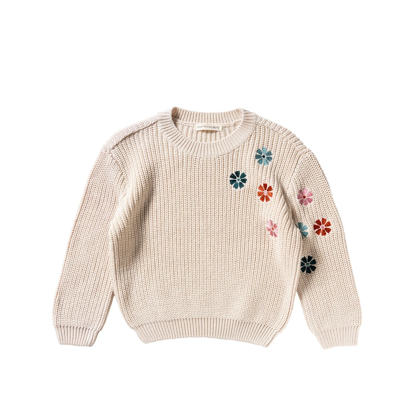 Your wishes winter sweater meisjes - grijs - geborduurde bloemen afbeelding
