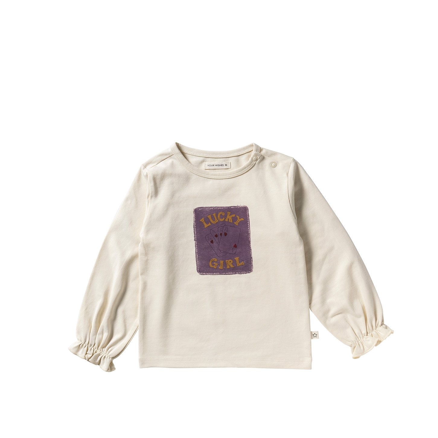 Your wishes winter t-shirt meisjes - beige - Lucky Girl - longsleeve afbeelding