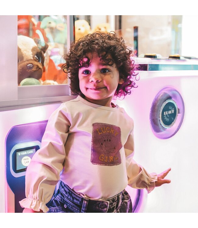 Your wishes winter t-shirt meisjes - beige - Lucky Girl - longsleeve