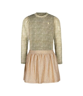 Like Flo winter jurk meisjes - zand - Mira - mesh top + metallic rok
